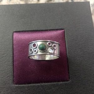 Sterling Silver Band with Green Stone